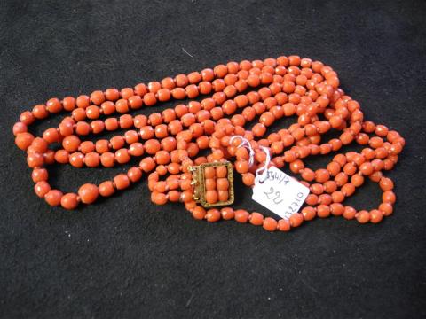 Ancien Collier Perles Corail Boules – Bijou Vintage Occasion