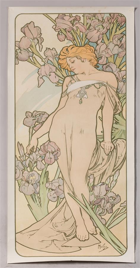 Impression artistique « Primevère et Plume Mucha Vintage 1899 - La