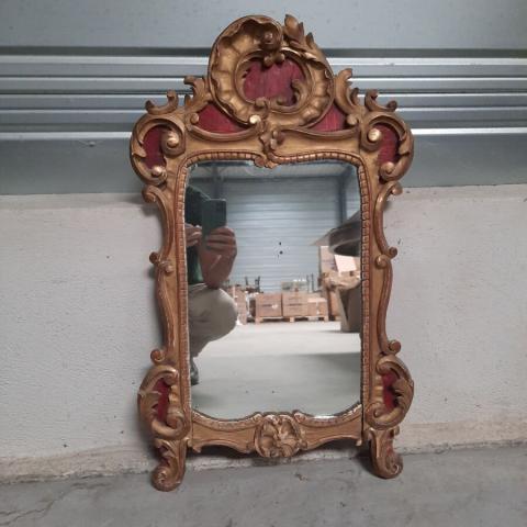 Petit Miroir Style Louis XV à Coquille – Doré – 33 X 33 X 19,5 Cm – Occasion