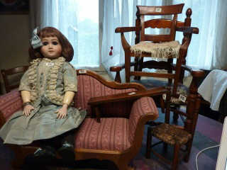 Chaise Poupée Ancienne En Soie D’origine Pour Poupée Parisienne Fashion Doll