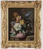 Attribué à Augustin Alexandre THIERRAT  (1789-1870). Bouquet de fleurs...