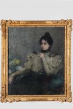 Ernest Joseph Laurent (1859-1929) "Portrait de jeune femme au chignon"...