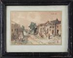 Louis-Adolphe HERVIER (1818-1879). Rue de village, 1858. Aquarelle sur papier,...