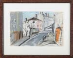 Marcel SAINT-JEAN (1914-1994). Rue à Lyon. Pastel sur papier, cachet...