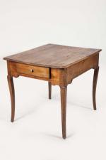 TABLE rectangulaire en bois naturel ouvrant à deux tiroirs de...