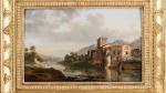 * Jean-Michel Grobon (1770-1853). L'Ile-Barbe vue de Saint-Rambert. Huile sur...