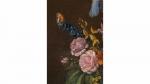 * ECOLE LYONNAISE du XIXème siècle. Vase de fleurs sur...