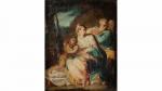 ECOLE ITALIENNE du XIXème siècle. La Sainte Famille avec l'Enfant...