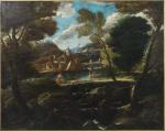 Carlo Antonio TAVELLA (1668-1738), attribué à. "Bergers dans un paysage...