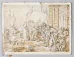 ECOLE FRANCAISE du XVIIIème siècle, entourage de François Boucher. "Scène...