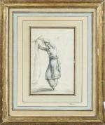Jean-Baptiste HILAIRE (1753-1812), attribué à. "Odalisque". Dessin aux deux crayons...