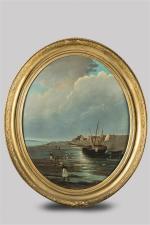 ECOLE FRANCAISE du XVIIIème siècle. "Navires à marée basse" et...