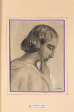 Jean-Baptiste FRENET (1814-1889). " Tête d'homme méditatif ". Crayon noir...