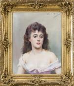 Louise ABBEMA (1858-1927). " Portrait de femme ". Huile sur...