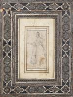 Portrait de dame en costume traditionnel perse. DESSIN sur papier...