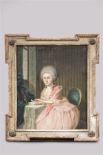ECOLE FRANCAISE du XVIIIème siècle. Portrait de Dame à la...