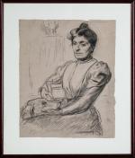 François-Joseph GUIGUET (1860-1937). "Portrait de Dame". Dessin au crayon noir...