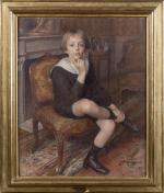 François Joseph GUIGUET (1860-1937). "Portrait de garçonnet, assis", 1922-23. Huile...