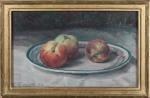 Léon GARRAUD (1877-1961). "Trois pommes dans une assiette", 1930. Huile...