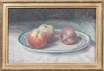 Léon GARRAUD (1877-1961). "Trois pommes dans une assiette", 1930. Huile...