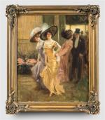 Pierre BONNAUD (1865-1930). "Pendant l'entracte". Huile sur toile, signée en...