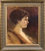 M.L. PETIT (XIXème siècle). "Portrait de femme en buste de...