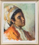 José CRUZ HERRERA (1890-1972). " Femme en rouge ", huile...