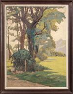 Louis OSIO (1877-1958). "Le Parc", 1927. Huile sur panneau, signée...