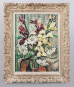 Emile DIDIER (1890-1965) " Fleurs " Huile sur toile, signée...