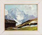 Marcel WIBAULT (1904-1998). " Massif montagneux ", huile sur isorel....