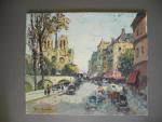 Merio AMEGLIO (1897-1970). " Pont Saint-Michel". Huile sur toile, signée...