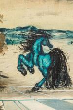Franz PRIKING (1929-1979). "Le cheval bleu". Huile sur toile, signée...