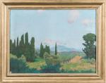 Georges LEROUX (1911-1997). "Paysage provençal". Huile sur toile, signée en...