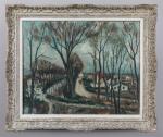 Georges LUGON (1896-1989). "Canal en automne". Huile sur toile, signée...