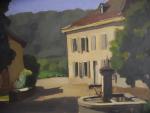 Pierre JOUFFROY (1912-2000). "Place du village", 1951. Huile sur isorel,...