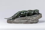 Léon Bureau (1866-1906)
" Tigre à l'affût "
Sujet en bronze à...