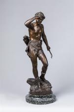 Eugène Marioton (1854-1933)
" Chasseur à l'affût "
Sujet en bronze à...