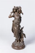 Auguste Moreau (1834-1917)
" Jeune femme aux angelots "
Groupe en bronze...