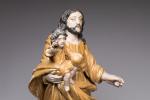 SCULPTURE en bois polychrome et doré figurant "Saint Joseph et...
