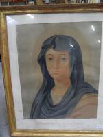 "Véritable portrait de la sainte Vierge". Gravure polychrome. Epoque XIXème...