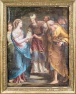 ECOLE LYONNAISE vers 1670. "Le mariage de Marie et Joseph"....