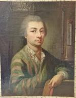 ECOLE ITALIENNE du XVIIIème siècle. "Portrait d'un médecin". Huile sur...