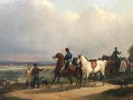 Edouard SWEBACH (1800-1870 ). "Course de chevaux dans un paysage"....