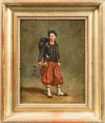 ECOLE FRANCAISE du XIXème siècle. " Portrait de zouave à...