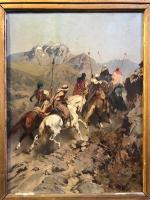 Alberto PASINI (1826-1899). " Passage de cavaliers dans l'Atlas ",...
