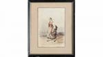 F.HEICHEL (XIXème) " La femme du marin " Aquarelle sur...