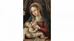 ECOLE ITALIENNE du XVIIème siècle. Vierge à l'Enfant. Huile sur...