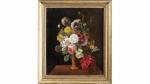 ÉCOLE FRANCAISE du XIXème siècle. « Vase de fleurs variées ». Huile...