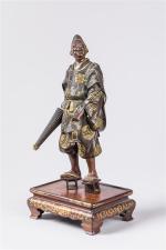 JAPON - OKIMONO en bronze représentant un daimyo. Signé Miayo....