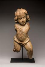 Importante sculpture en bois de tilleul sculpté représentant un angelot...